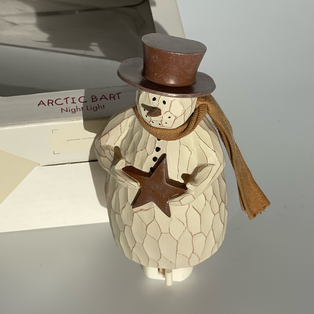 Flurryville Arctic Bart Snowman Night Light with Brown Hat and Scarf